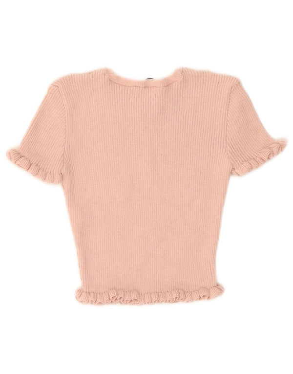 Zara Womens Crop Blouse Top UK 10 Petit Rose Polyester