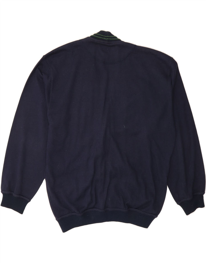 VINTAGE Mens Cardigan Sweater Medium Navy Blue Cotton Vintage Vintage and Second-Hand Vintage from Messina Hembry 
