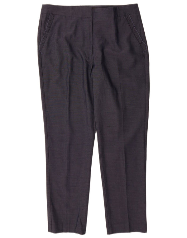 Zara Pantalon de Costume Droit Taille Haute Femme Large W30 L29 Bleu Marine