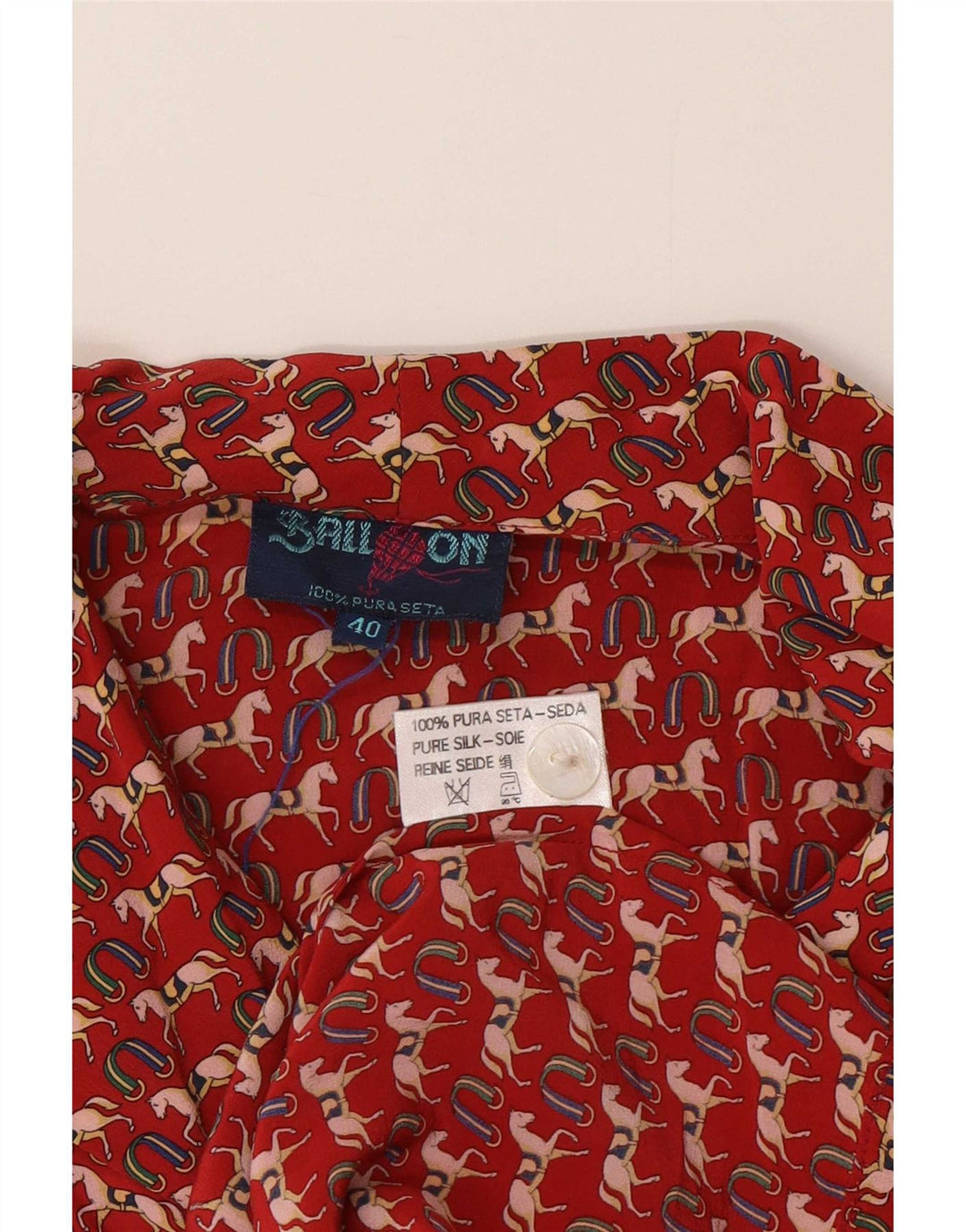 Ball On Chemisier à motif abstrait pour femme EU 40 Soie rouge moyen