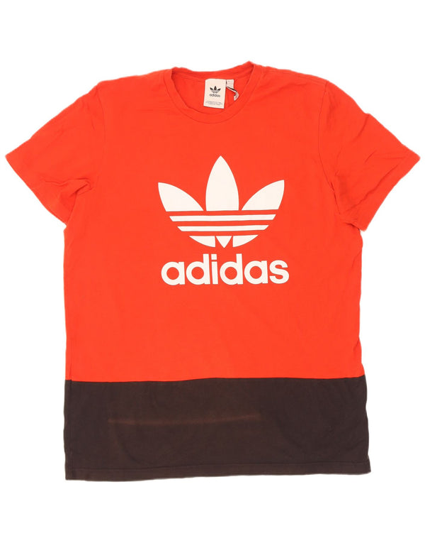 Adidas Mens Graphic T-Shirt Top XL Rouge Colourblock Coton