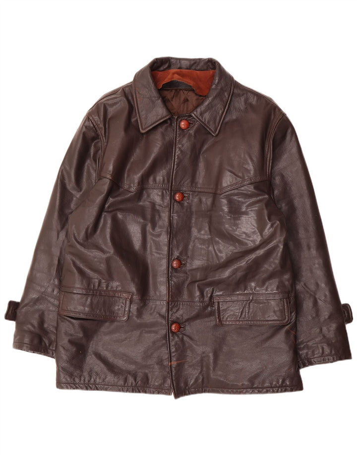 Veste en cuir homme vintage IT 48 Cuir marron moyen