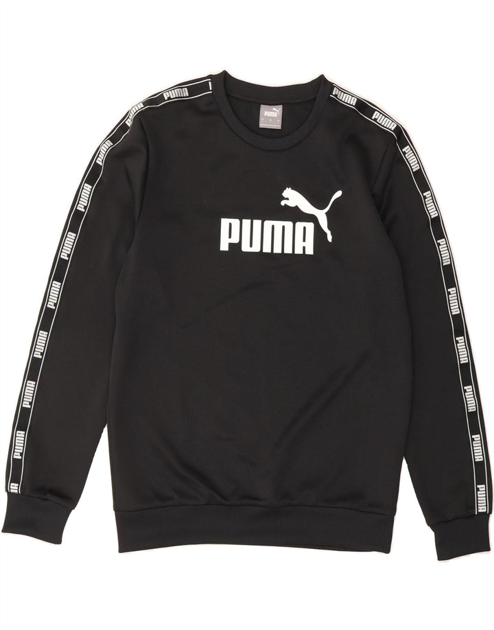 PUMA Mens Graphic Sweatshirt Jumper Small Black Polyester Vintage Puma and Second-Hand Puma from Messina Hembry 