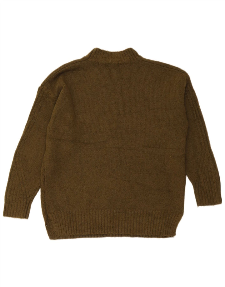 Oasis Womens Oversized Turtle Neck Jumper Sweater UK 10 Small Khaki Acrylic