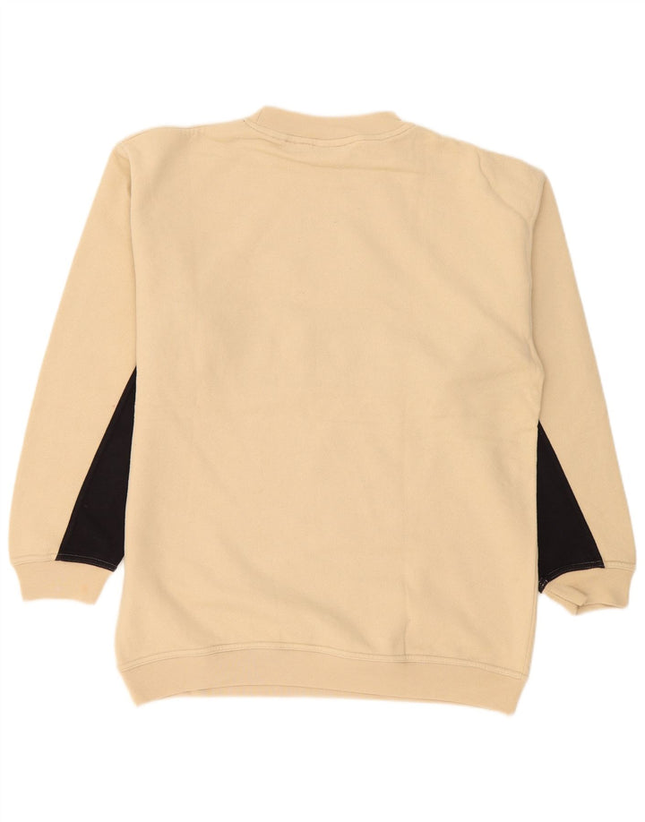 Reebok Sweat-shirt graphique pour homme en coton color block Small Beige