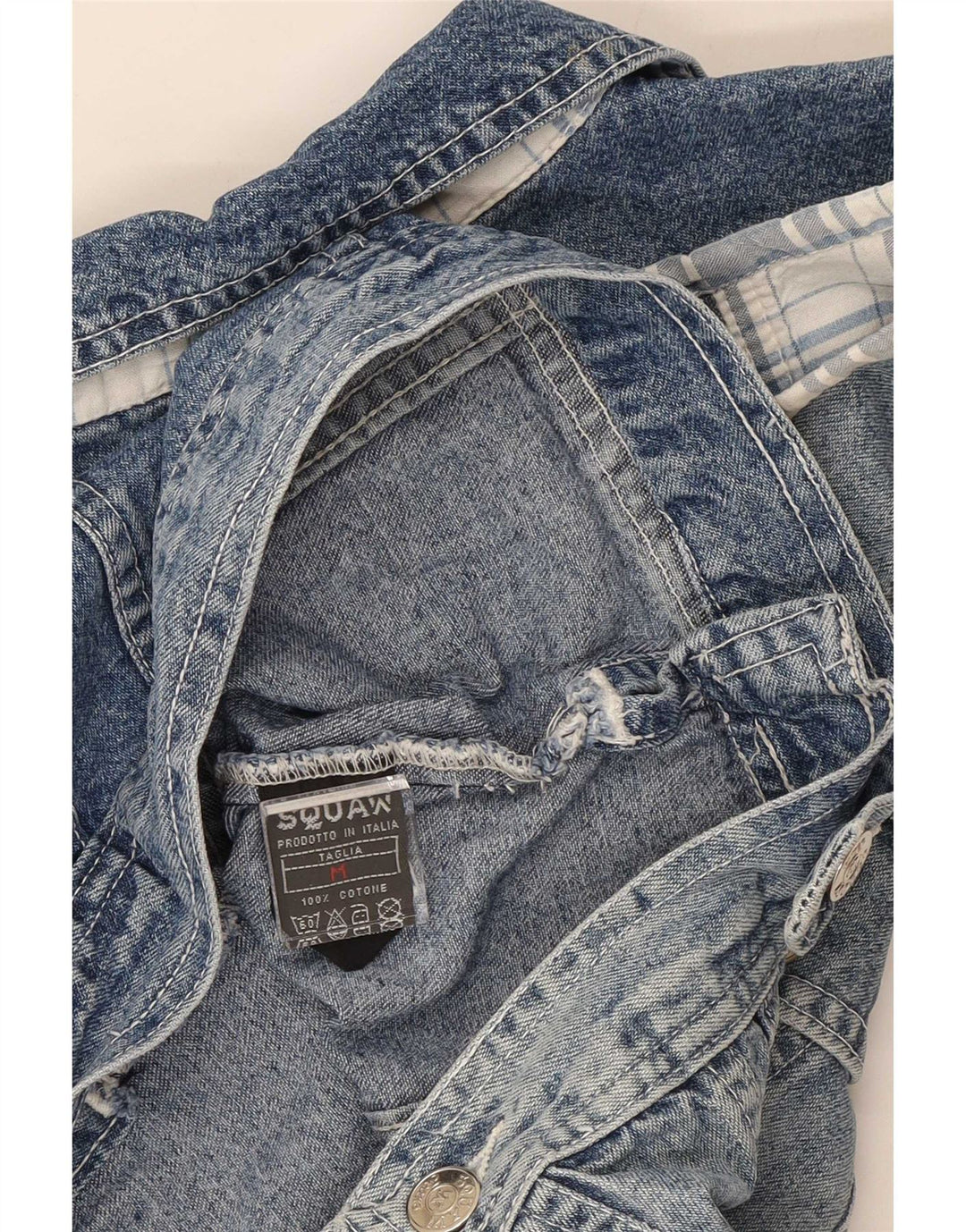 Squaw Womens Crop Denim Gilet UK 12 Bleu Moyen Coton