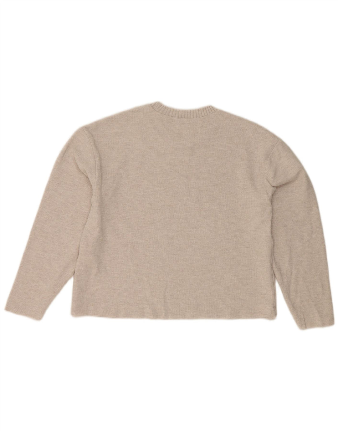 Zara Womens Crop Crew Neck Jumper Pull UK 10 Petit Gris Polyester