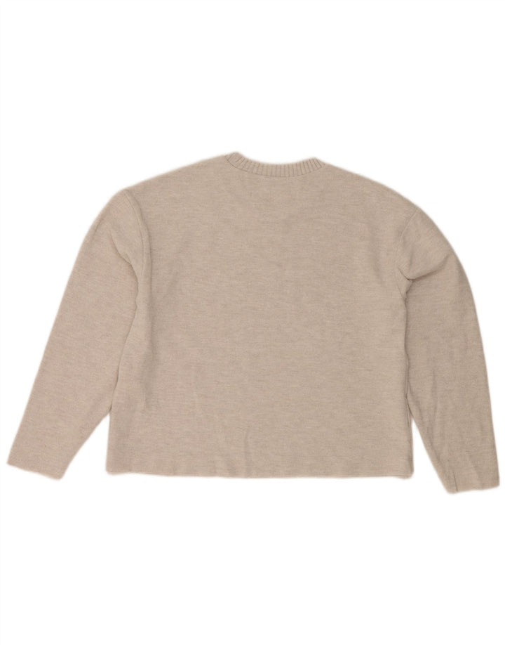 Zara Womens Crop Crew Neck Jumper Pull UK 10 Petit Gris Polyester