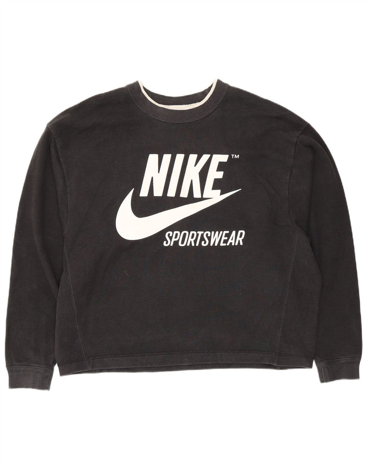 Nike Sweat-shirt surdimensionné pour femme UK 14 en coton noir moyen