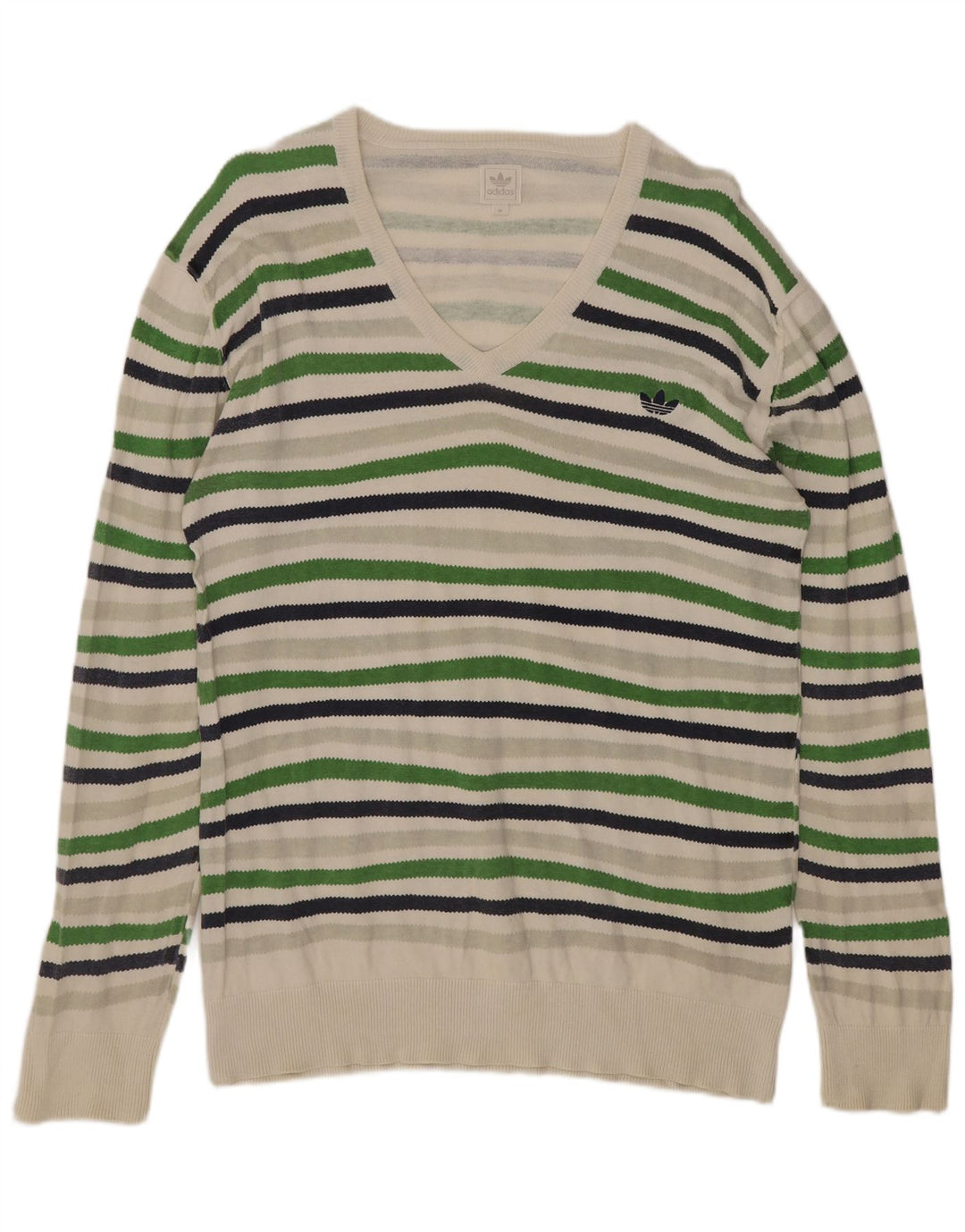 Adidas Pull col V pour homme en coton rayé multicolore moyen