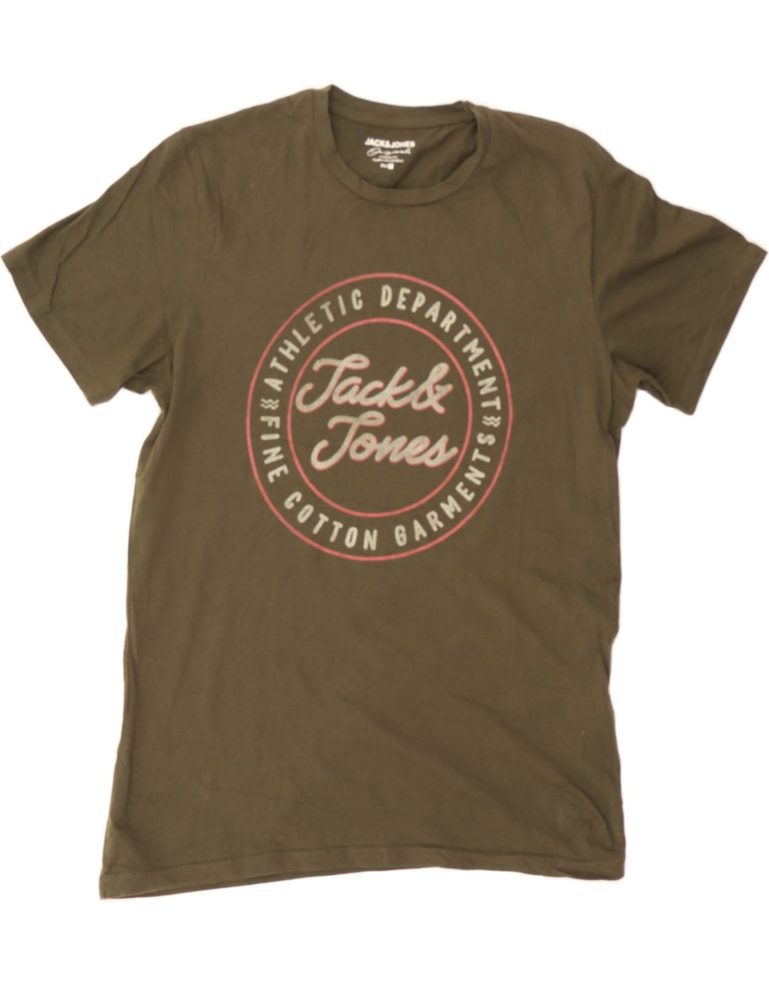 JACK & JONES Mens Graphic T-Shirt Top Medium Khaki Cotton Vintage Jack & Jones and Second-Hand Jack & Jones from Messina Hembry 