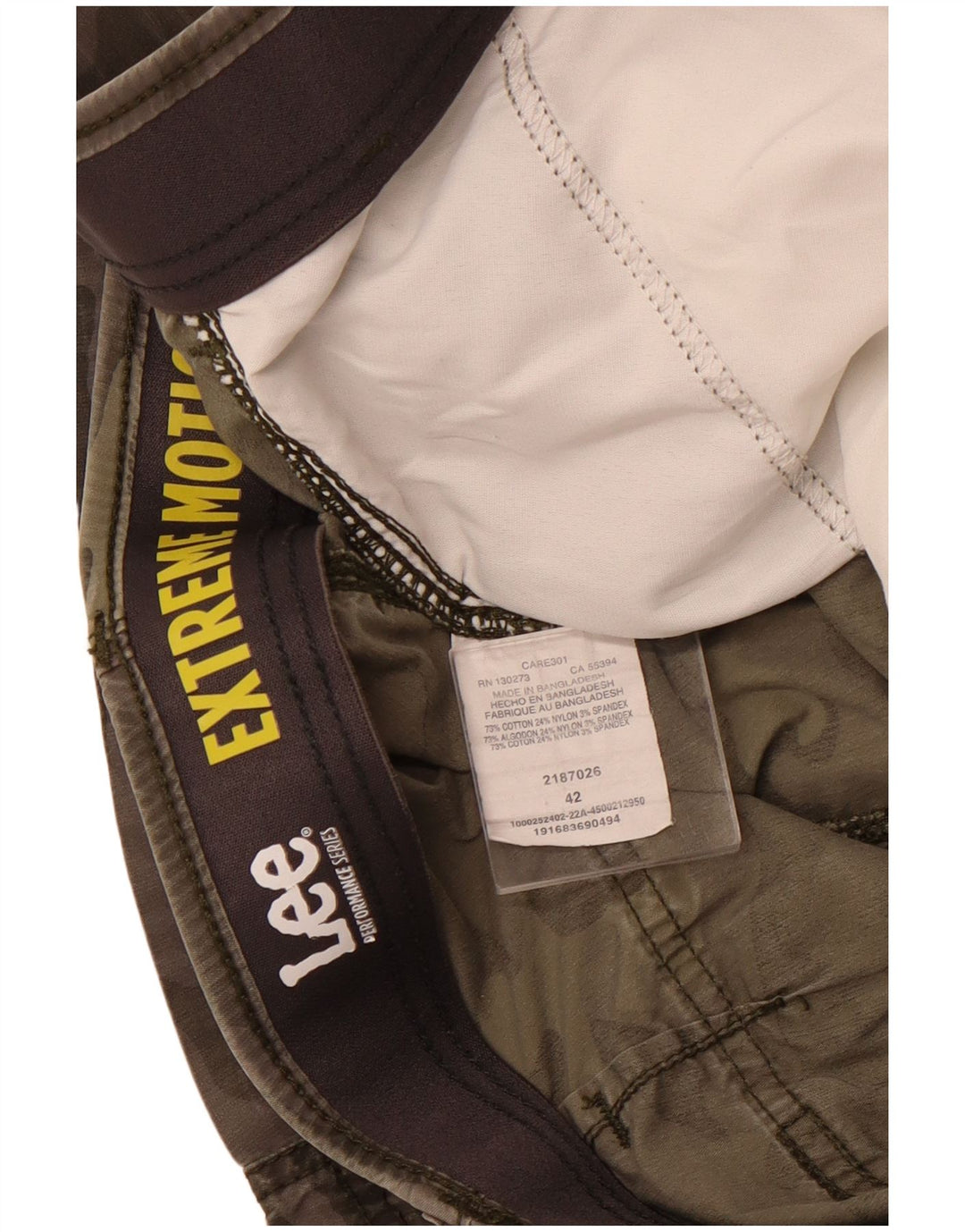 LEE Short cargo pour homme Extreme Motion W42 2XL Kaki Camouflage Coton