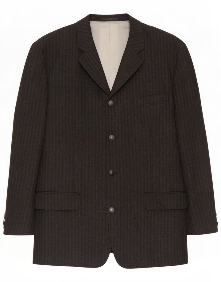 Mexx Veste blazer 4 boutons pour homme IT 50 Grande laine rayée noire
