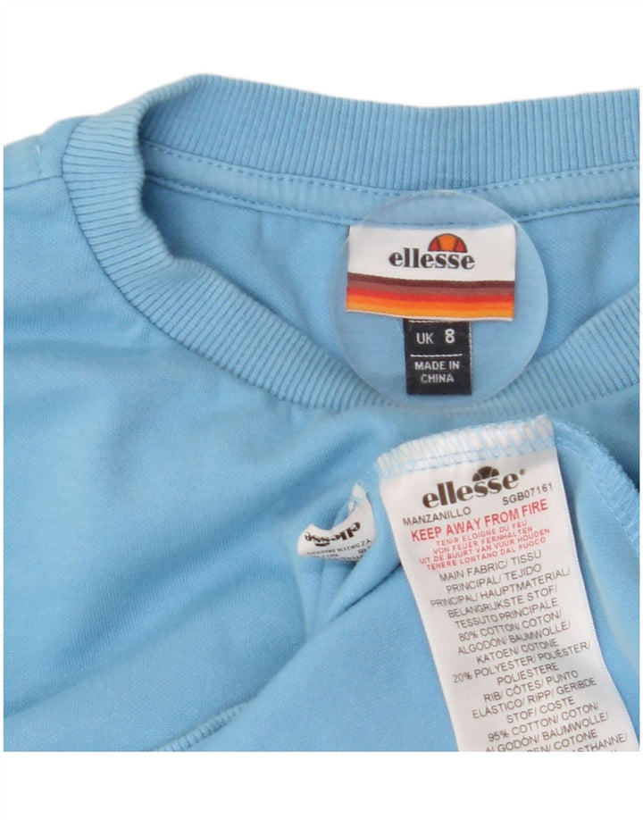 ELLESSE Sweat-shirt graphique pour femme UK 8 Small Bleu Coton