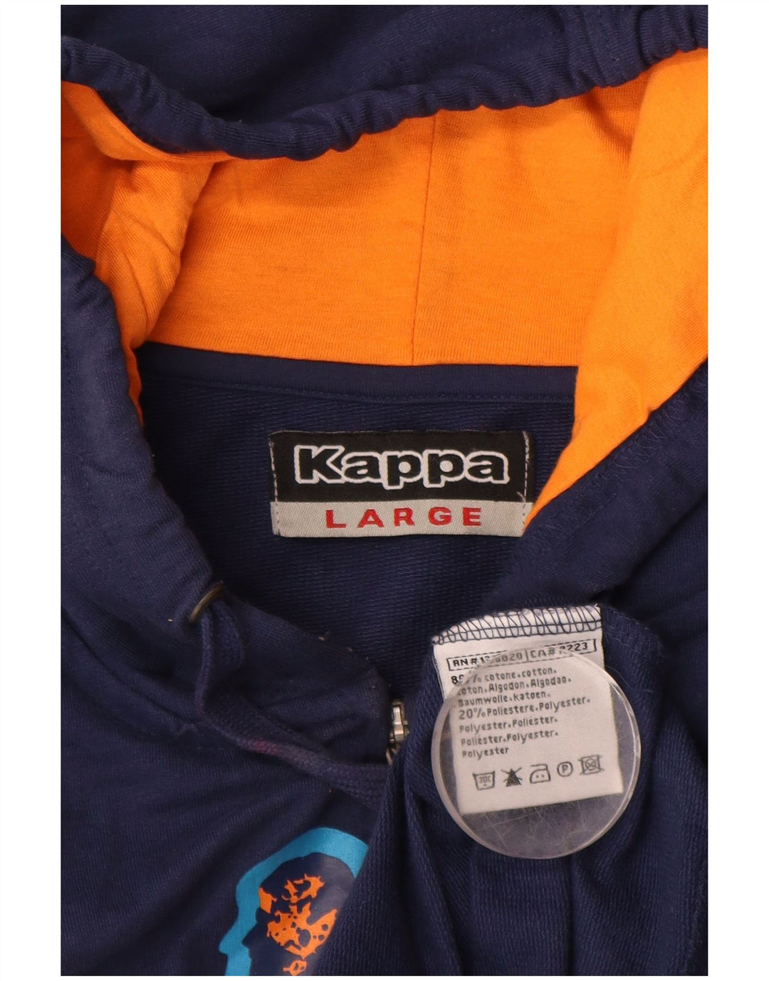 KAPPA Pull à capuche zippé graphique pour hommes, grand coton bleu marine