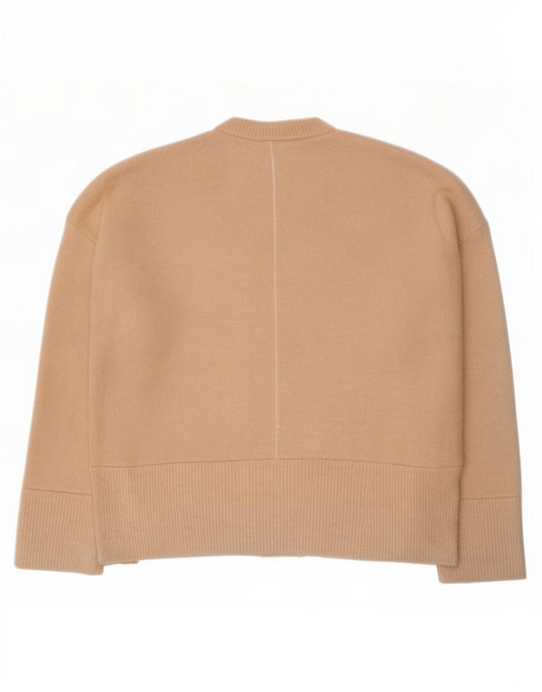 Zara Pull surdimensionné à col rond pour femme UK 16 Large Beige Acrylique