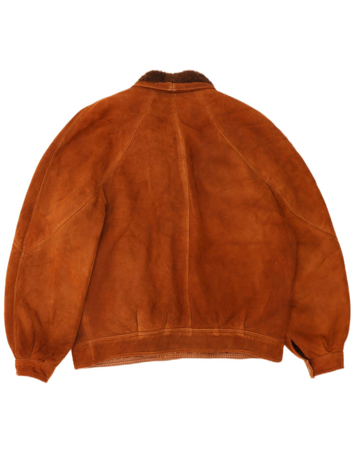 veste en peau de mouton vintage pour hommes IT 54 2XL Marron