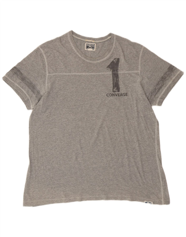 CONVERSE T-Shirt Graphique Homme Top XL Gris Coton