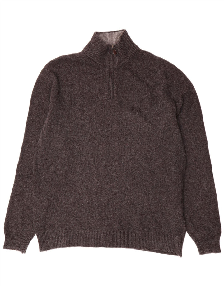 Fila Pull Col Zippé Homme Gris Moyen Laine