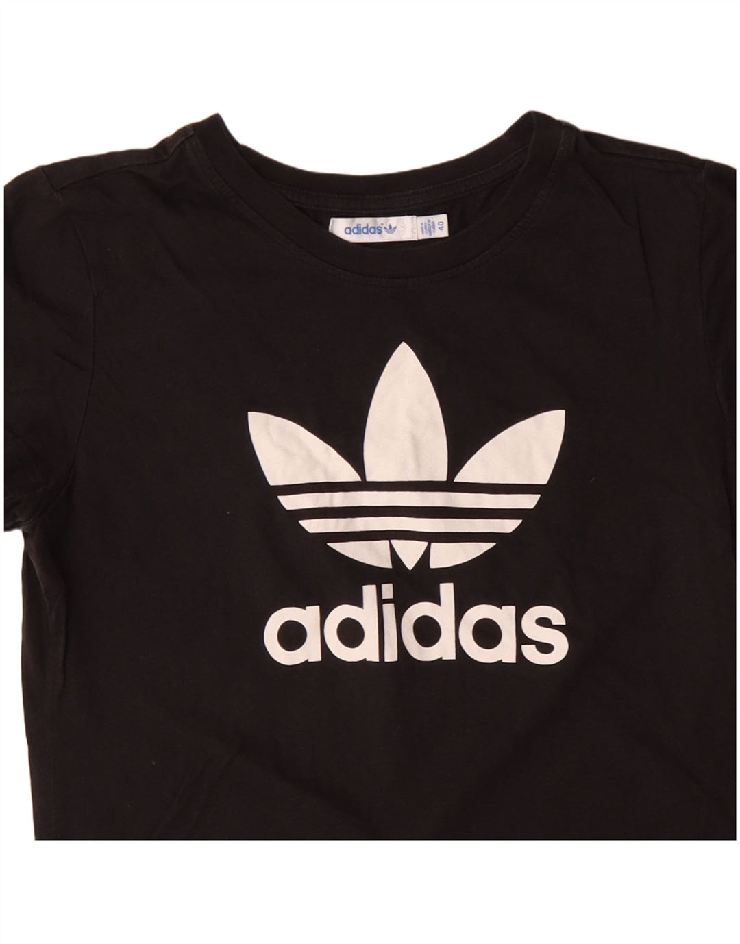 ADIDAS T-Shirt Graphique Femme Top IT 40 Petit Noir Coton