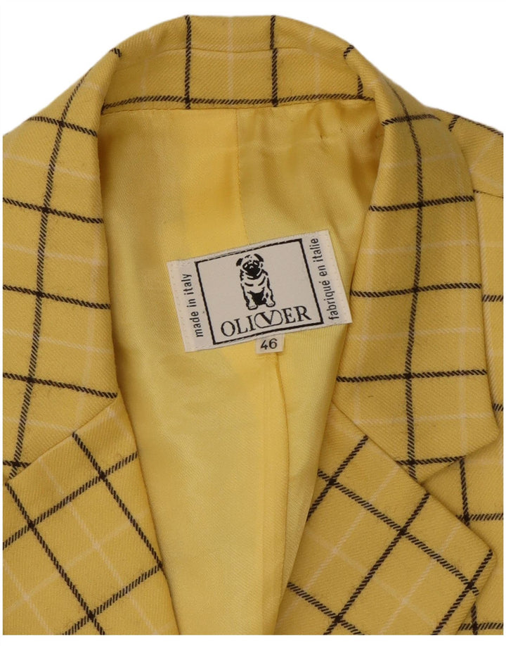Oliver By Valentino Veste blazer à 3 boutons pour femme IT 46 Grand carreaux jaunes