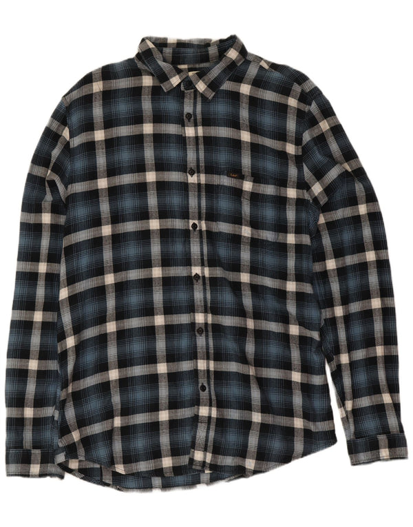 Lee Chemise en flanelle coupe régulière pour homme XL Bleu à carreaux