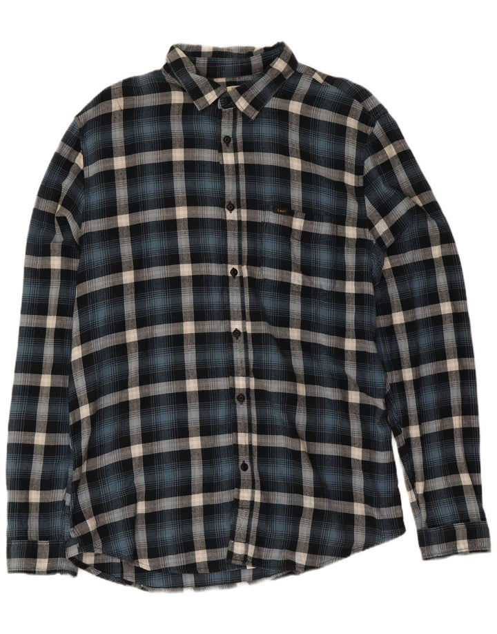 Lee Chemise en flanelle coupe régulière pour homme XL Bleu à carreaux