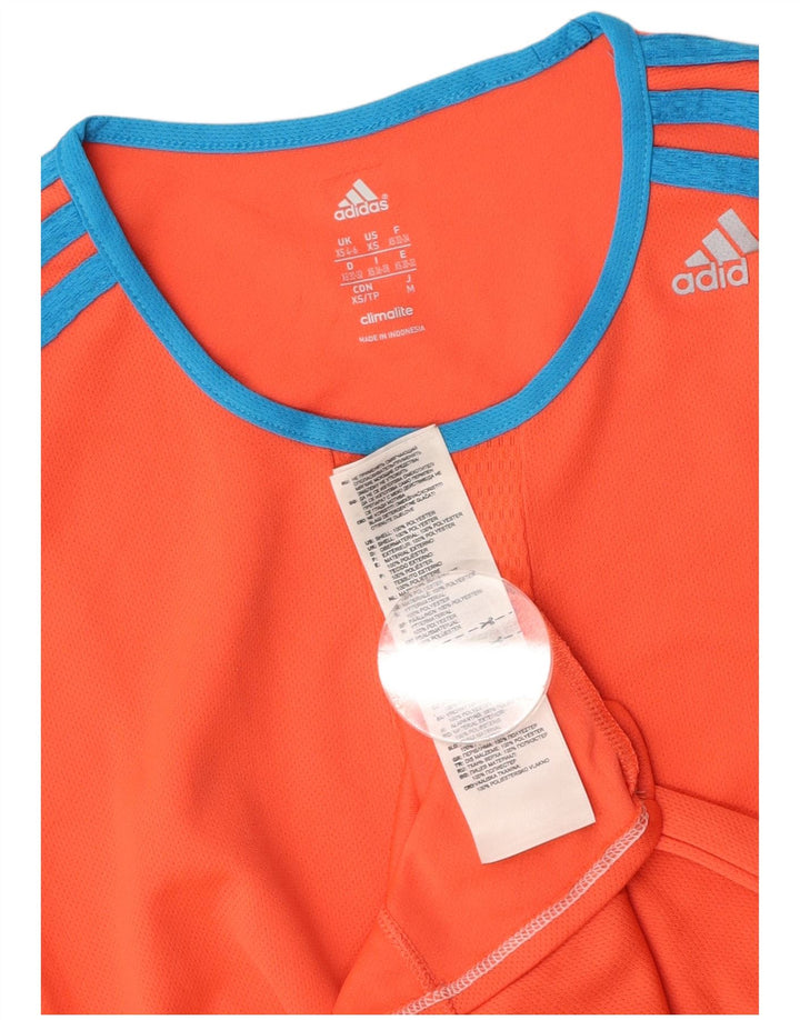 ADIDAS Femmes Climalite T-Shirt Top UK 4/6 XS Orange Polyester