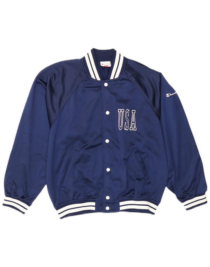 Champion Hommes USA Graphic Survêtement Top Veste Petit Bleu Marine Polyester
