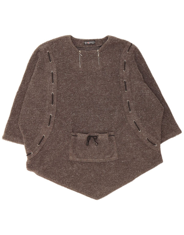 VINTAGE Pull surdimensionné à col bateau pour femme UK 14 Gris moyen