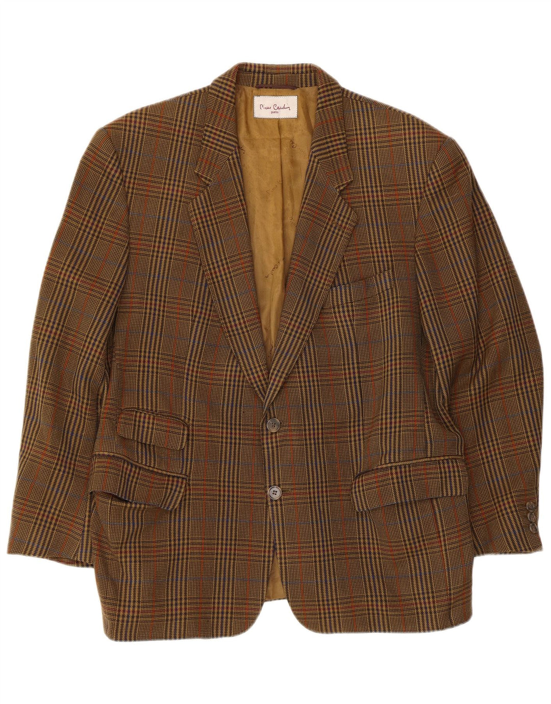 Pierre Cardin Veste Blazer 2 Boutons Homme UK 40 Grand Pied-de-Poule Marron
