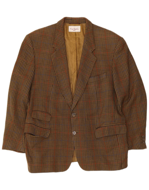 Pierre Cardin Veste Blazer 2 Boutons Homme UK 40 Grand Pied-de-Poule Marron