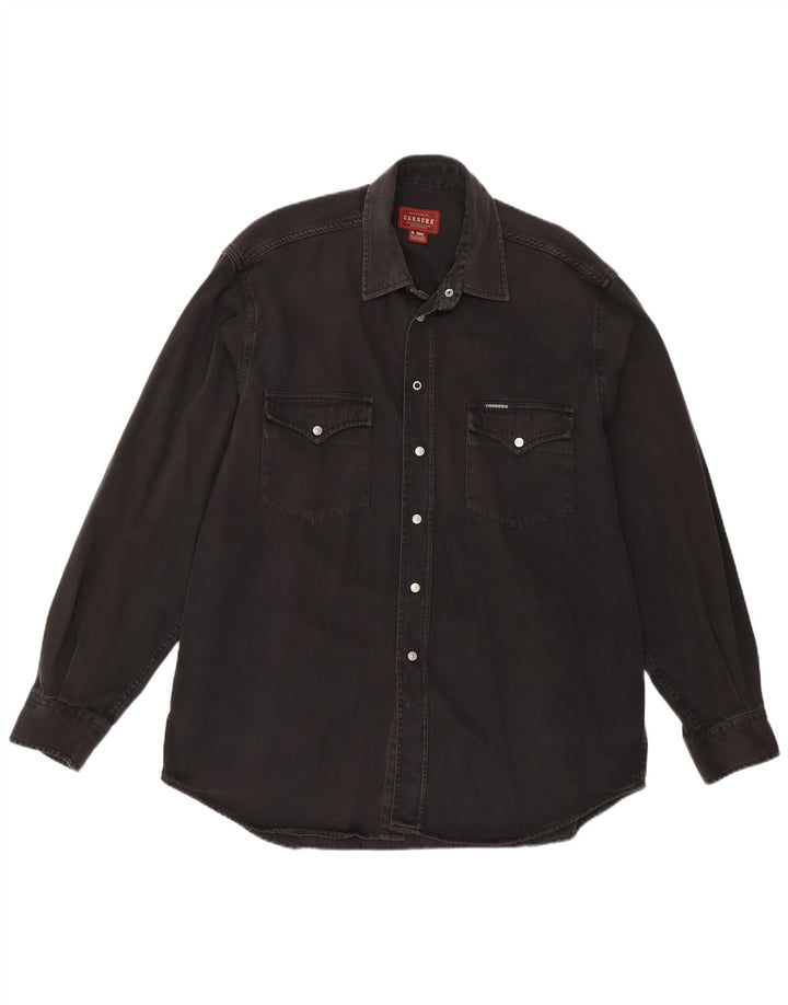 Carrera Chemise Regular Fit Large Noir Coton Western Homme