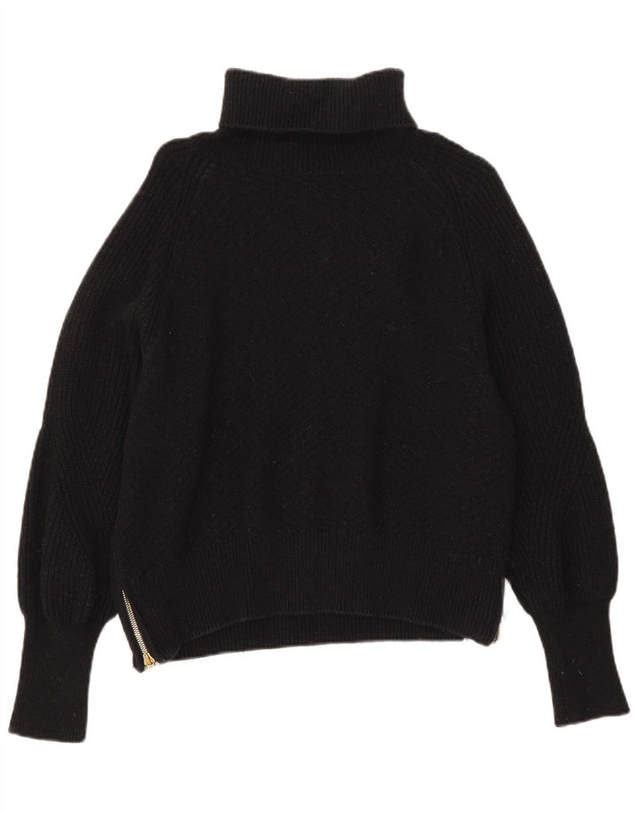 Barbour Pull surdimensionné à col roulé pour femme UK 10 Petit coton noir