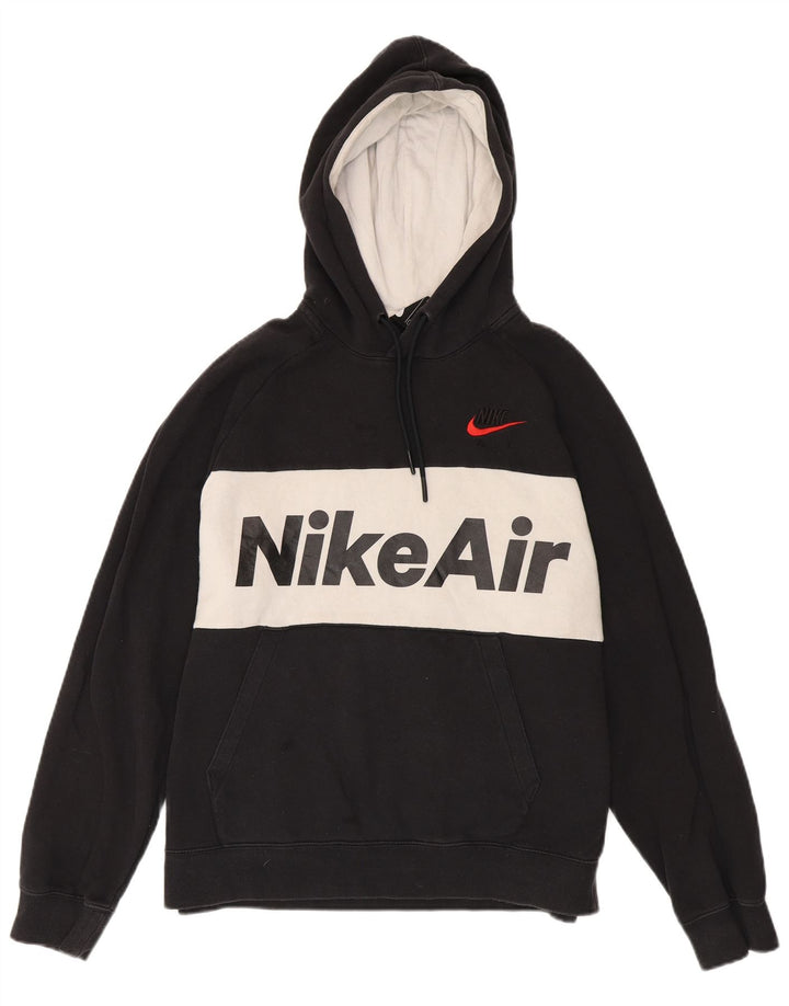Nike Pull à capuche graphique en coton color block noir moyen pour homme