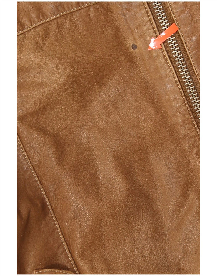 Trussardi Jeans Veste en cuir pour homme UK 38 Cuir marron moyen