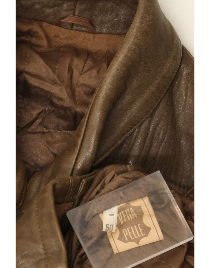 veste en cuir homme vintage IT 50 Grand cuir marron