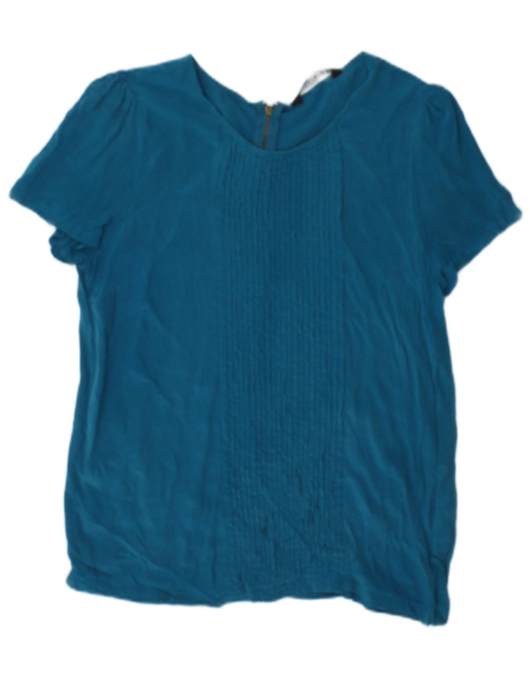 Zara Femme Chemisier Top UK 10 Petite Soie Bleue