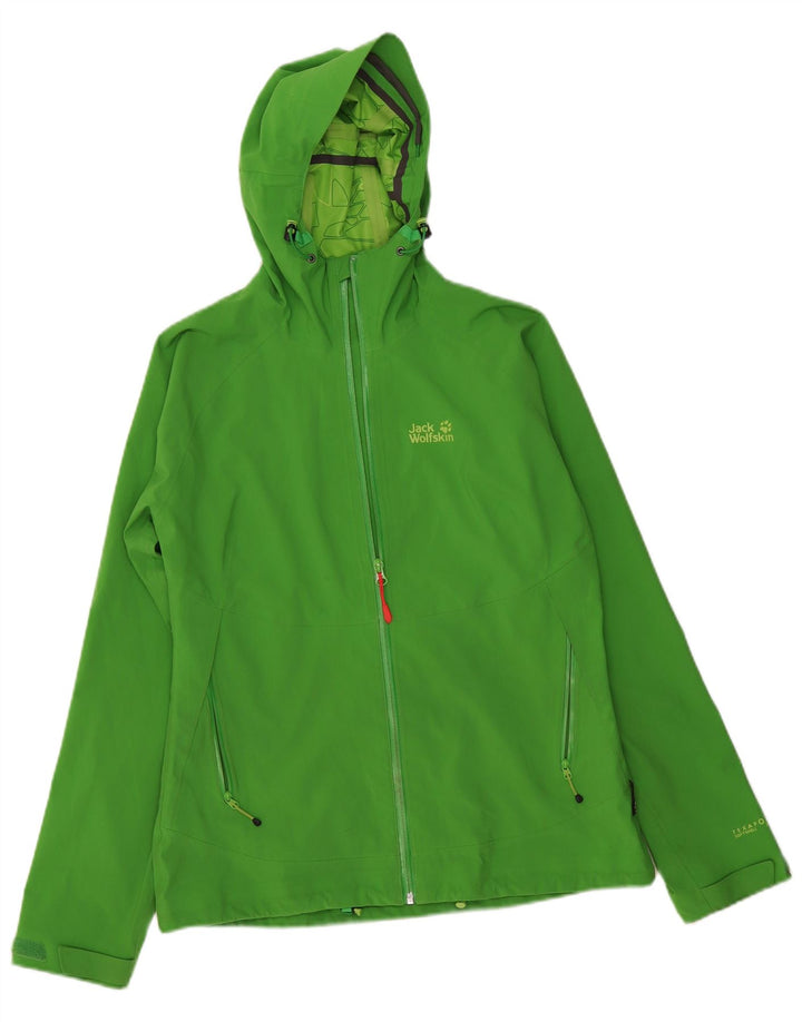 Jack Wolfskin Veste de pluie à capuche pour femme UK 12/14 Vert moyen Polyester