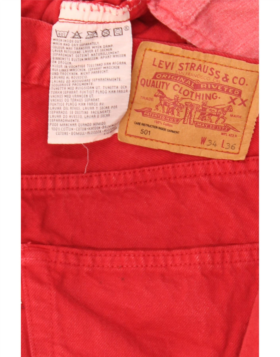 Levi's Jean Droit 501 Homme Rouge W34 L31 Coton