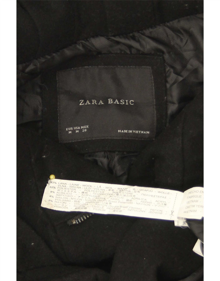 Zara Femme Trench Coat UK 12 Laine Noir Moyen
