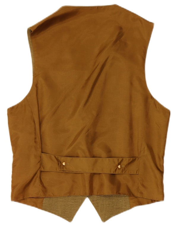 VINTAGE Gilet Femme UK 14 Moyen Kaki Floral Polyester