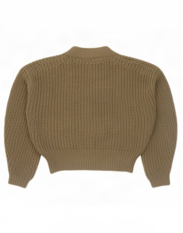 Zara Womens Oversize Crop Wrap Cardigan Pull UK 14 Moyen Kaki Acrylique