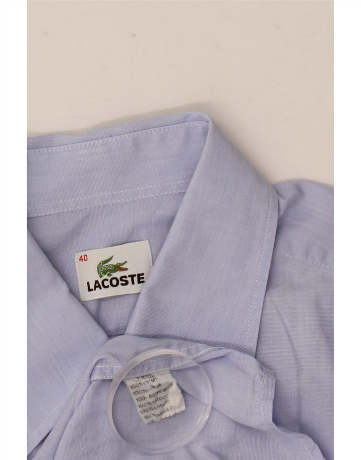 Lacoste Chemise à manches courtes pour hommes Taille 40 Coton bleu moyen