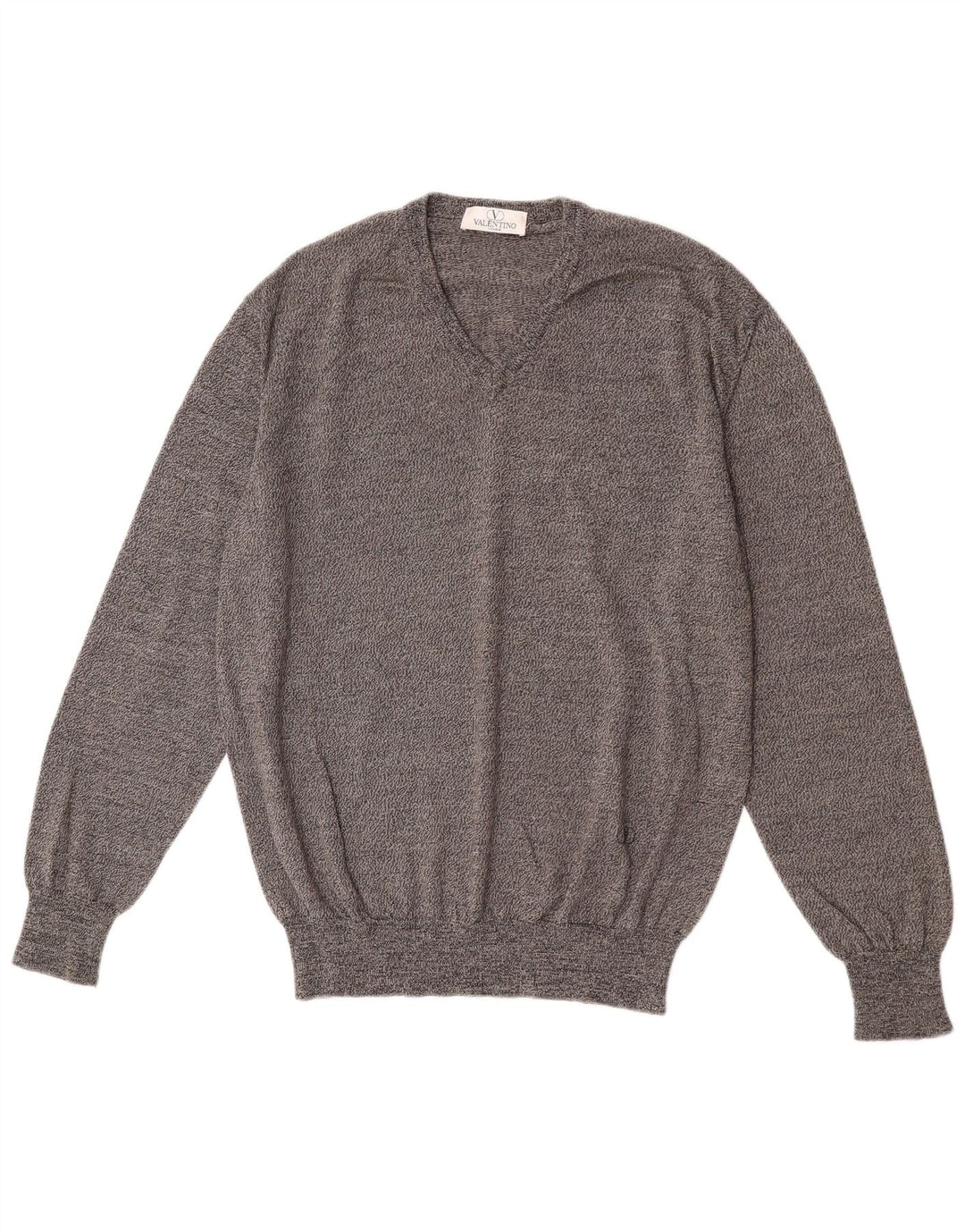 Valentino Pull Col V Homme IT 48 Laine Mérinos Gris Moyen