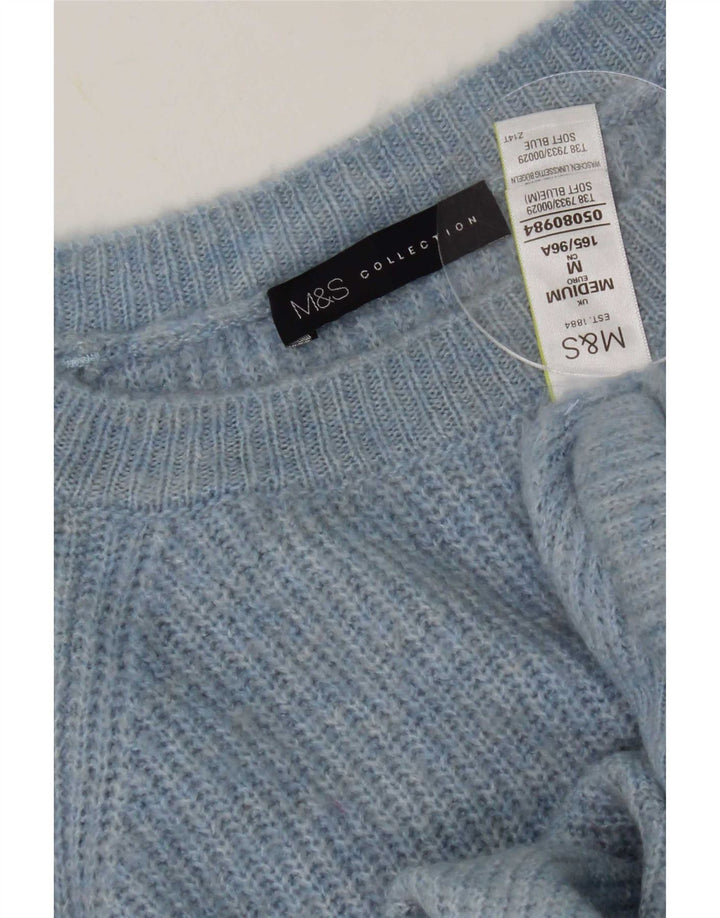 Marks & Spencer Pull col bateau pour femme UK 14 Bleu moyen à pois