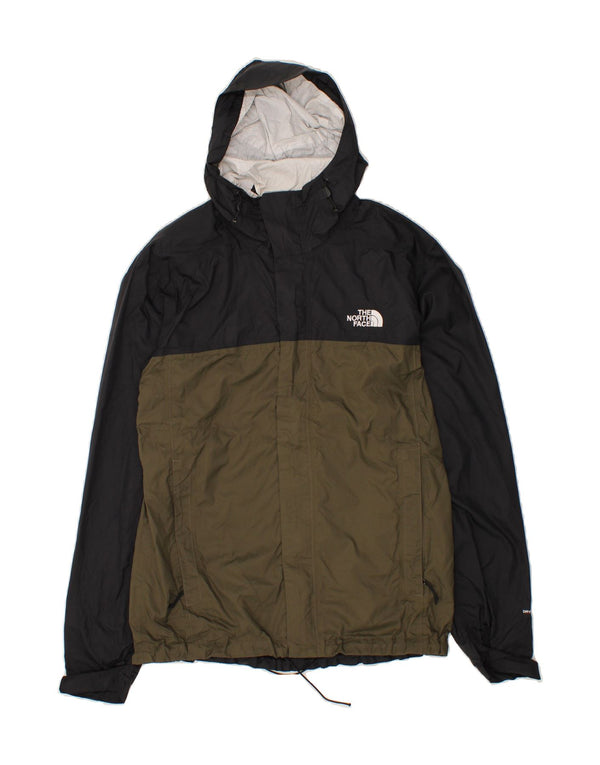 THE NORTH FACE Mens Hooded Rain Jacket UK 38 Medium Khaki Colourblock