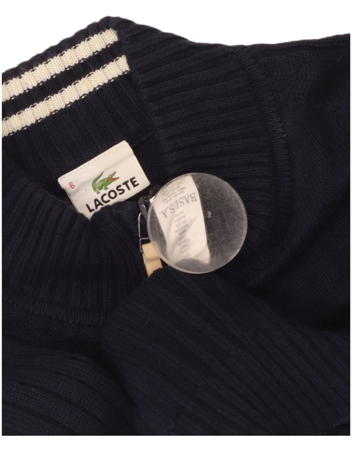 Lacoste Homme Cardigan Pull Taille 6 XL Bleu Marine Rayé Coton