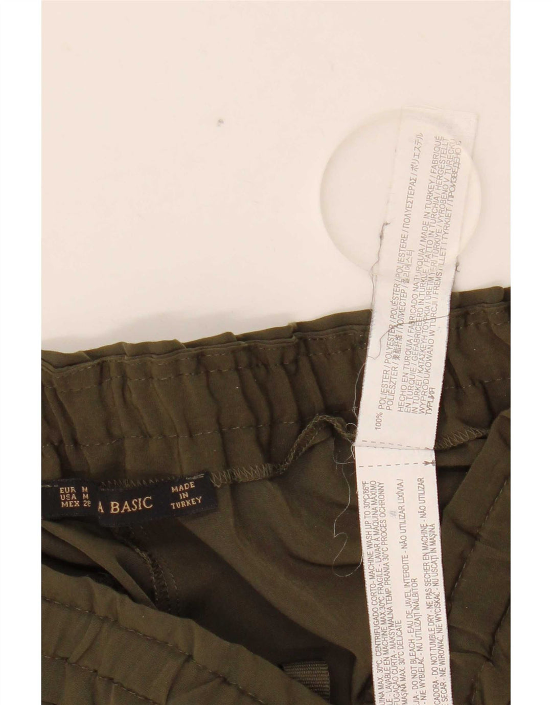 Pantalon décontracté fuselé Zara Femme Moyen W28 L27 Kaki Polyester