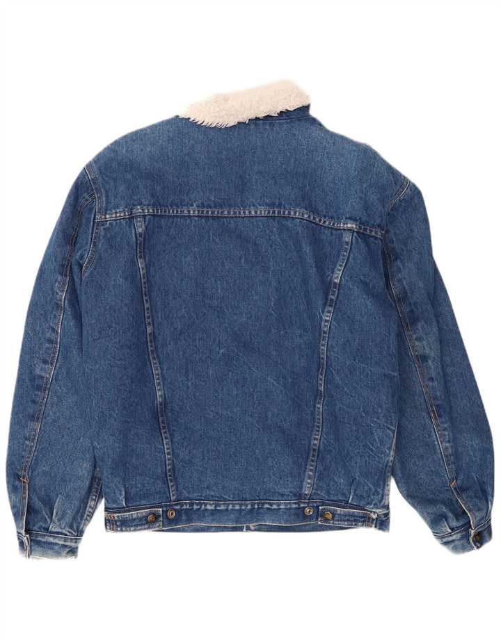 vintage Mens Denim Sherpa Veste UK 38 Bleu Moyen
